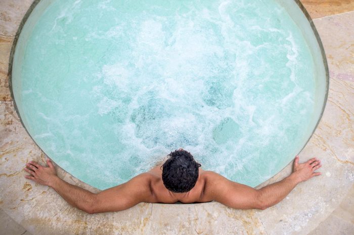 man in a whirlpool hot tub